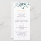 紫と青の水色の花の結婚式 プログラム (裏面)