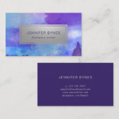 紫と青の水色 – 銀フェイク色 名刺 (正面/裏面)