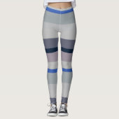 紫と青の波状のストライプ レギンス (正面)