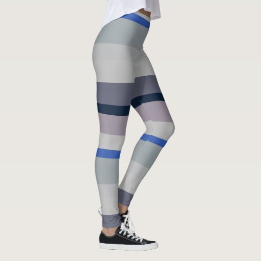 紫と青の波状のストライプ レギンス (右)