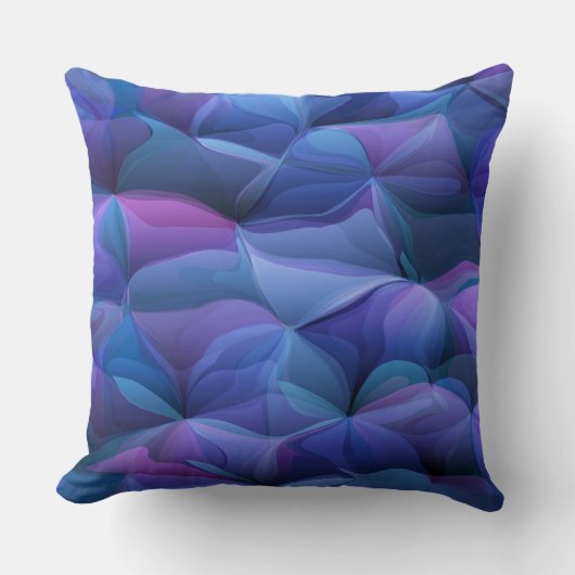 紫と青の波状花 クッション (正面)