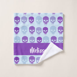 紫と青の溶融スカルパターン ウォッシュタオル