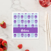 紫と青の溶融スカルパターン スタンダードカクテルナプキン (インサイチュ)