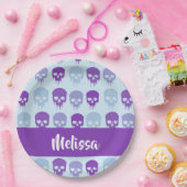 紫と青の溶融スカルパターン ペーパープレート (パーティー)