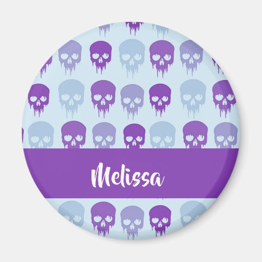 紫と青の溶融スカルパターン マグネット (正面)