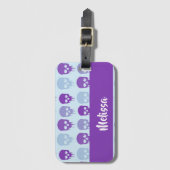 紫と青の溶融スカルパターン ラゲッジタグ (正面縦)