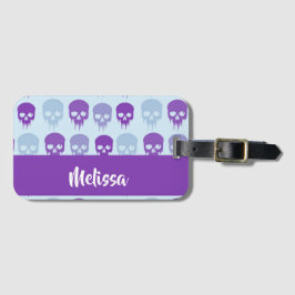 紫と青の溶融スカルパターン ラゲッジタグ