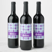 紫と青の溶融スカルパターン ワインラベル (ボトル)