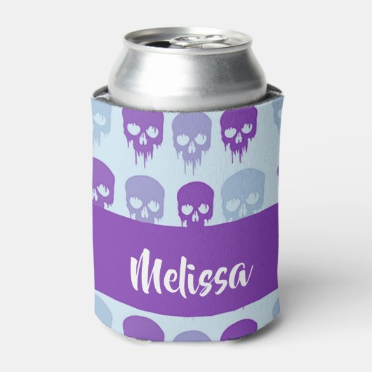 紫と青の溶融スカルパターン 缶クーラー (缶正面)
