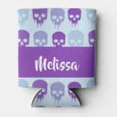 紫と青の溶融スカルパターン 缶クーラー (正面)