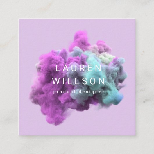 紫と青の煙の効果モダン スクエア名刺 (正面)