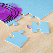 紫と青の犬の恋人スケッチ水色 ジグソーパズル (側面)