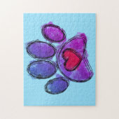 紫と青の犬の恋人スケッチ水色 ジグソーパズル (縦)