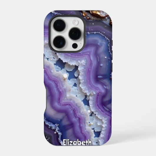 紫と青の瑪瑙スライス iPhoneケース (裏面)