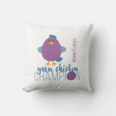 紫と青の糸チキンチャンピオン クッション (正面)