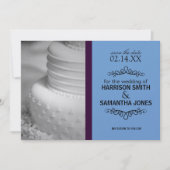 紫と青の結婚式招待状 セーブ・ザ・デート 招待状 (正面)