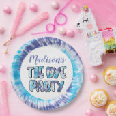 紫と青の絞り染めハッピーバースデー、任意の年齢 ペーパープレート (パーティー)