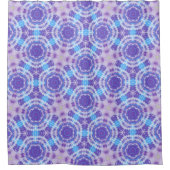 紫と青の絞り染めパターン シャワーカーテン (正面)