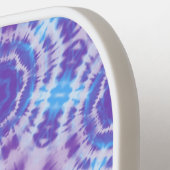 紫と青の絞り染めパターン ピックルボールラケット (左詳細)