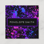 紫と青の絵を描(ばちゃばちゃ)跳ねる スクエア名刺 (正面)