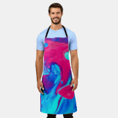 紫と青の絵画抽象芸術 エプロン (着用した状態)