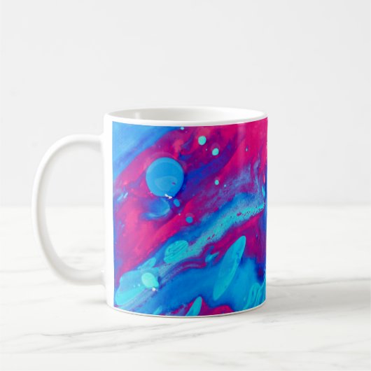 紫と青の絵画抽象芸術 コーヒーマグカップ (左)
