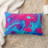 紫と青の絵画抽象芸術 ランバークッション (ブランケット)