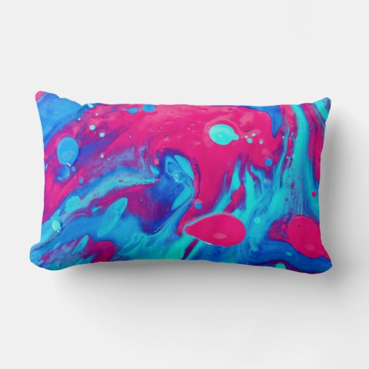 紫と青の絵画抽象芸術 ランバークッション (正面)