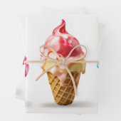 紫と青の色のアイスクリームコーンを3つ。 ラッピングペーパーシート (インサイチュ)