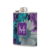 紫と青の花が咲パーソナライズされたく フラスク (左)