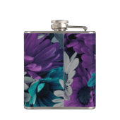 紫と青の花が咲パーソナライズされたく フラスク (裏面)