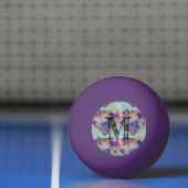 紫と青の花が四角いジグザグ 卓球ボール (ネット)