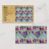 紫と青の花が四角いジグザグ 名刺 (正面/裏面)
