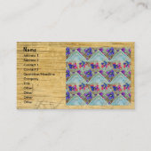 紫と青の花が四角いジグザグ 名刺 (正面)