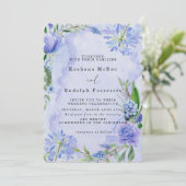 紫と青の花のフラットなSave The Dateカード セーブザデート (スタンド正面)