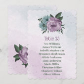 紫と青の花の植物の座席表カード 招待状 (正面/裏面)