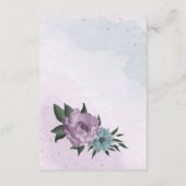 紫と青の花の植物画ウェディング エンクロージャーカード (裏面)