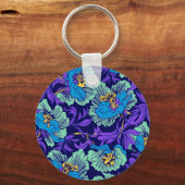 紫と青の花ウィリアム・モリス キーホルダー (正面)