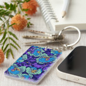 紫と青の花ウィリアム・モリス キーホルダー (正面右)