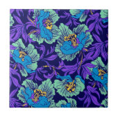紫と青の花ウィリアム・モリス タイル (正面)