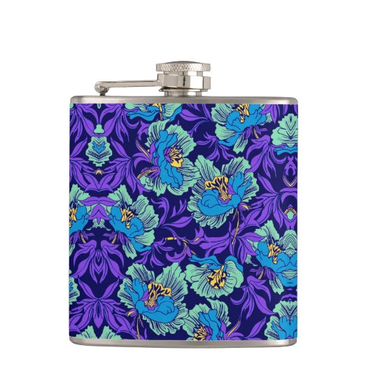 紫と青の花ウィリアム・モリス フラスク (正面)