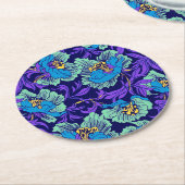 紫と青の花ウィリアム・モリス ラウンドペーパーコースター (アングル)