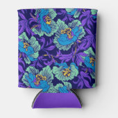 紫と青の花ウィリアム・モリス 缶クーラー (正面)