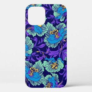 紫と青の花ウィリアム・モリス iPhone 12ケース