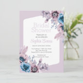 紫と青の花パープルブライダルシャワー 招待状 (スタンド正面)