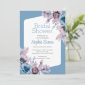 紫と青の花ブルーブライダルシャワー 招待状 (スタンド正面)
