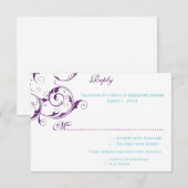 紫と青の花咲く結婚式招待状 RSVP (正面/裏面)