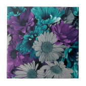 紫と青の花 タイル (正面)