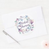 紫と青の花。ブライダルシャワーリース ラウンドシール (封筒)