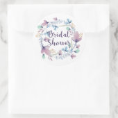 紫と青の花。ブライダルシャワーリース ラウンドシール (バッグ)